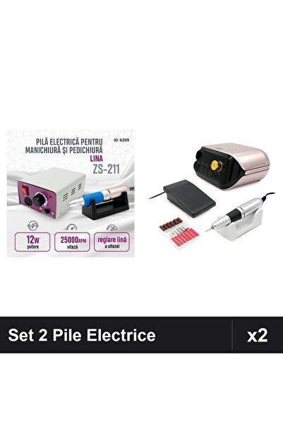 NAİLS Set 2 Pile Electrice Profesionale Manichiură Pedichiură 12W-35000RPM ZS...