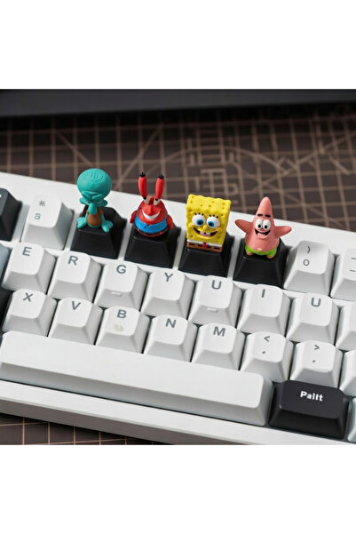 Keybitcap SpongeBob Keycap Seti – Bikini Bottom Karakterleri Artisan Klavye T...
