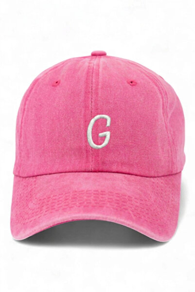ŞapkaMania Pink Embroidered Washable Vintage Unisex Hat with Letter g