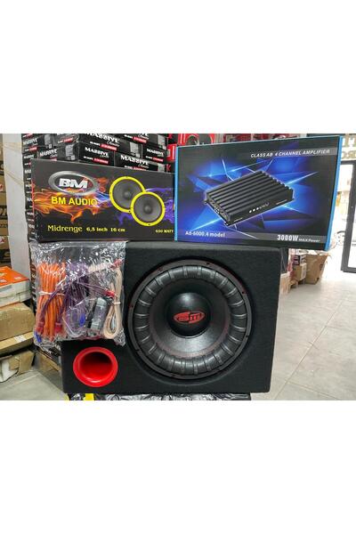 FTH SOUND 30 CM 1400 WAT SUBWOOFER BAS + 3000 WATT 4 KANAL AMFİ + 16 CM MİDRA...