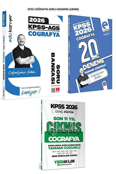 Yediiklim Yayınları EDU Kariyer 2026 KPSS MEB-AGS Coğrafyanın Kodları Soru Ba...