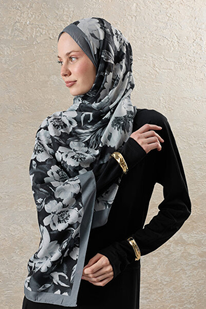SilkTouch Smoked Peony Dream Patterned Organic Shawl