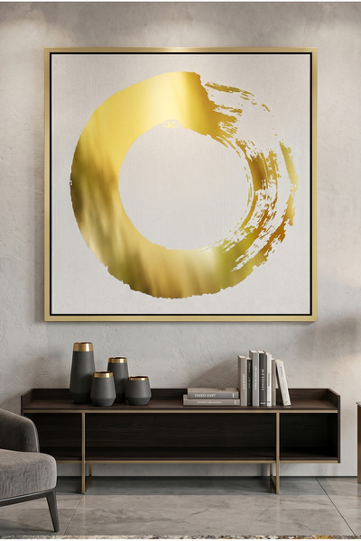 Jasmine Art Abstract Metallic Circle Islamic Wall Art | Framed Canvas Print w...