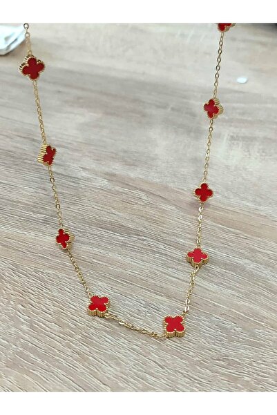 Umrece 10-Piece Bright Red Steel Necklace