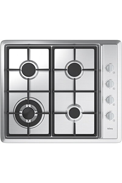 IsEasy Plita pe Gaz Incorporabila 4 Arzatoare 60 cm Negru, Aprindere Electric...