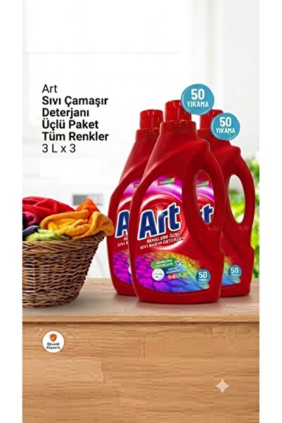 ART Tüm Renkler İçin Sıvı Çamaşır Deterjanı 3 lt x 3 adet 150 yıkama