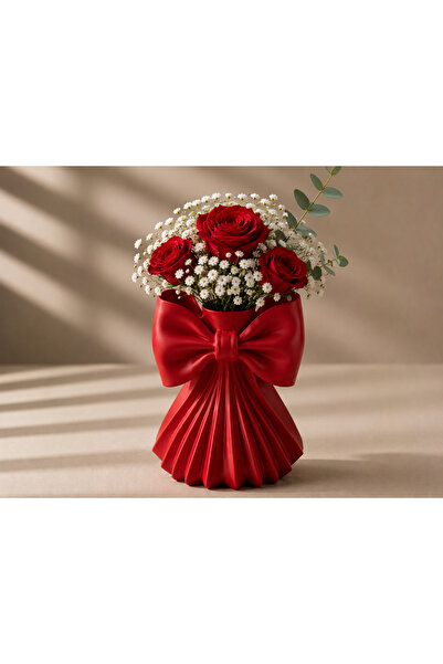 farist Decorative Vase with Bow Design |   Modern Flower Vase |   15X12X18 cm
