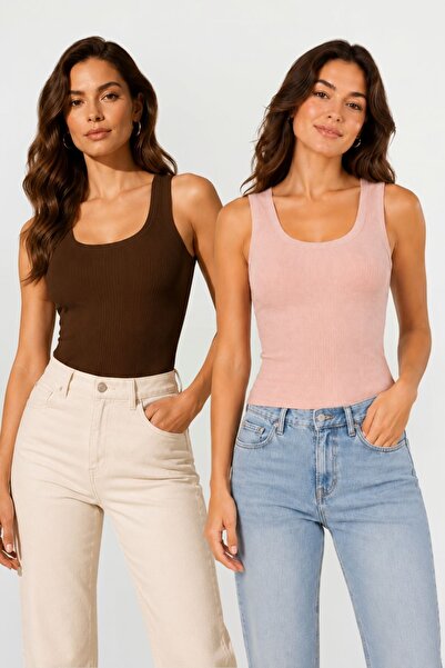 fevien Set of 2 Women's U-Neck Thick Strap Combed Cotton Camisole Undershirts...