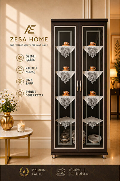 ZESA HOME 6 Piece Gardenia French Guipure Detailed Living Room Display Cabine...