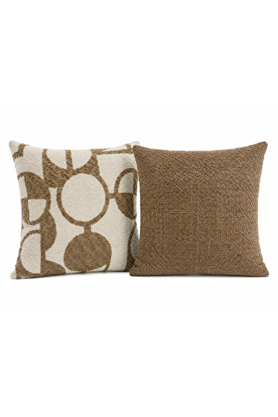 NURHAN HOME COLLECTION Milano Duo Throw Pillow Cover Set - Patterned and Text...