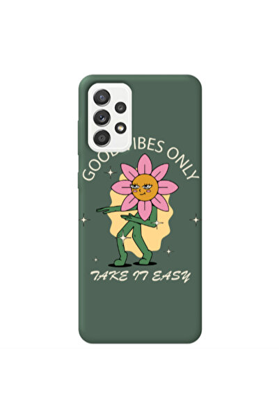 Other Samsung A52 Good Vibes Only Dark Green Colored Silicone TPU Θήκη