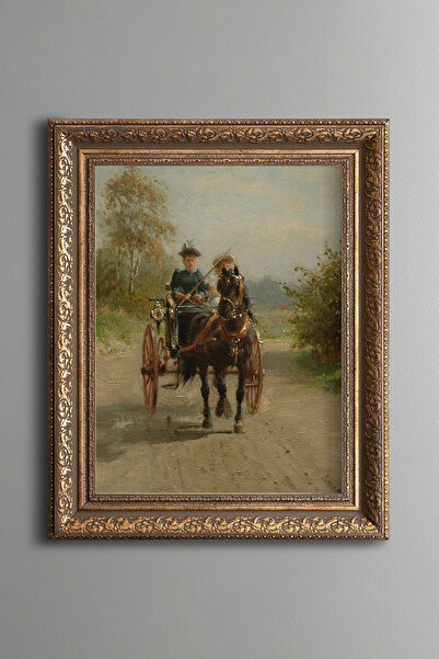 epiqart Horse Cart Tour on a Sunny Day - Vintage Patterned Painting - Thick M...