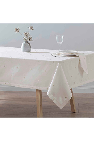 Linens Foglia 150x300 cm Masa Örtüsü Ekru-Gold