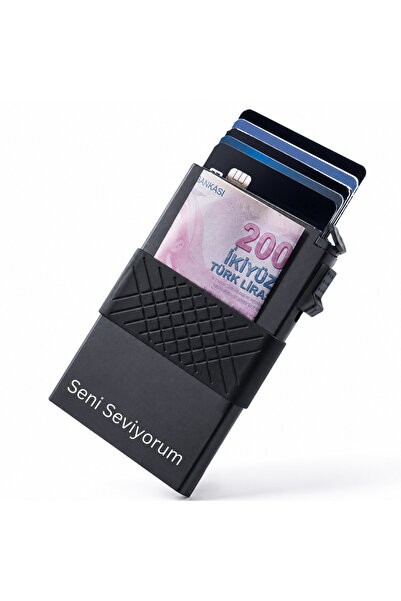 ZAZANI Para Bölmeli RFID Korumalı Mekanizmalı Kartlık - Hediye Kutulu - Slim ...