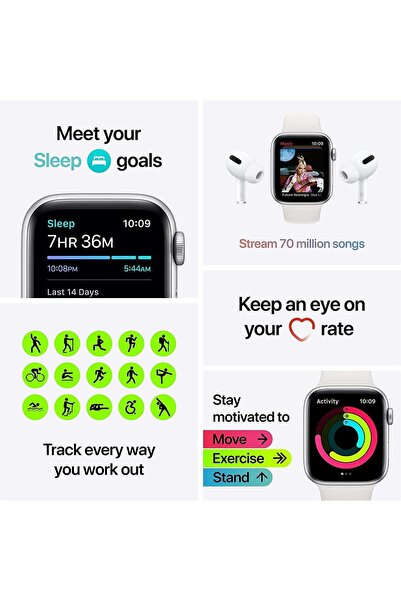 Apple Watch SE, GPS, 44mm, Argintiu, Openbox