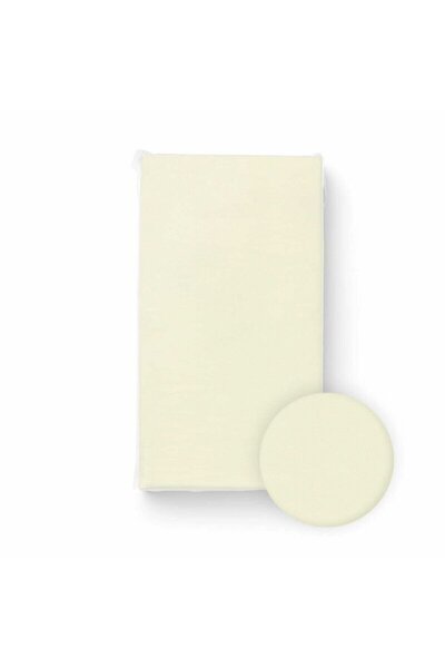 Bocioland Cearceaf cu elastic pentru patut copii Cream 120x60 cm, din 100% bu...