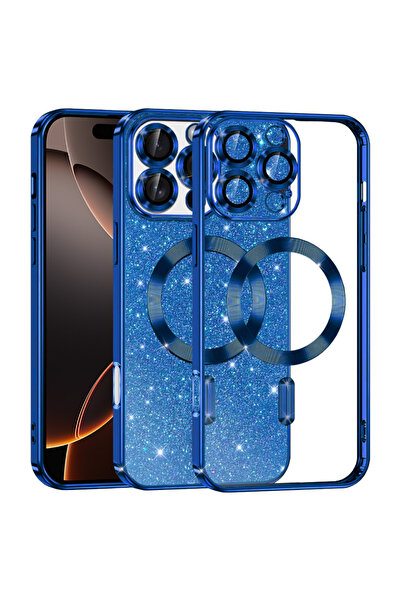 Techsuit Θήκη iPhone 16 Pro, Πολυτελής με Γκλίτερ, MagSafe, Αντικραδασμική, Μπλε