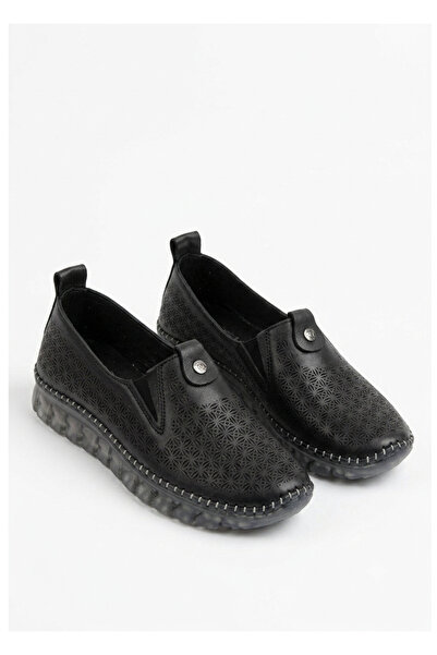 Zerenyus Wens Genuine Leather Orthopedic Black Casual Women's Shoes
