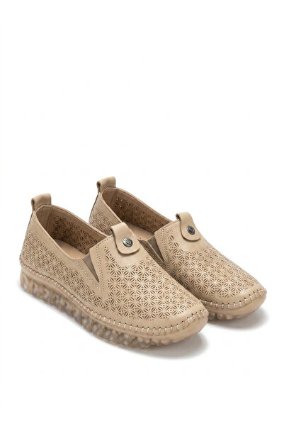 Zerenyus Wens Genuine Leather Orthopedic Beige Casual Women's Shoes