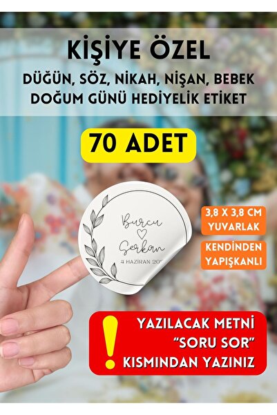 One Little Happiness Kişiye Özel Kına-nişan-söz-nikah-düğün Etiketi-Yuvarlak ...