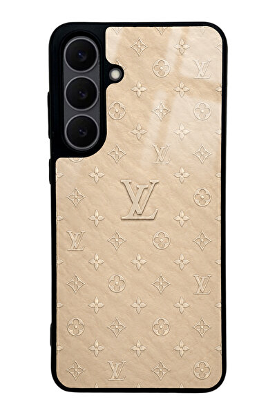 Spoyi Samsung S25 Fe Bej Gold LV Tasarımlı Glossy Telefon Kılıfı
