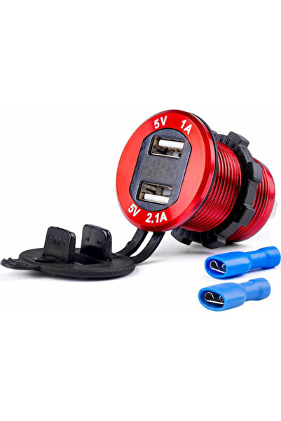 AMIO Προσαρμογέας με 2 θύρες USB με κάλυμμα MOD-11 Κόκκινο Κωδικός χρώματος: ...