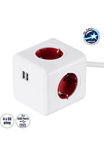 Other GloboStar PowerCube με προστασία από υπερτάσεις, 4 θέσεις, με 2 USB-A κ...