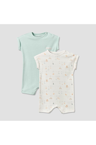 Juniors Pack of 2 Round Neck Short Sleeves Romper with Snap Button Closure