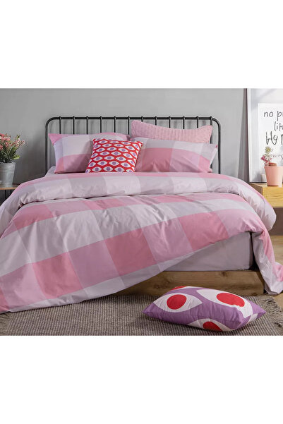 Nef Nef Homeware Καθημερινό Καρό Ροζ Nef-Nef Homeware Σετ Κατωσέντονων King Size