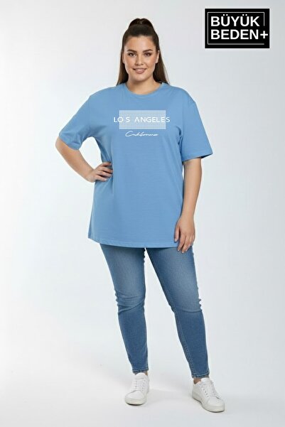 Superlife Women's Plus Size Los Angeles Printed 3Xl-6Xl Crew Neck T-Shirt Spr...