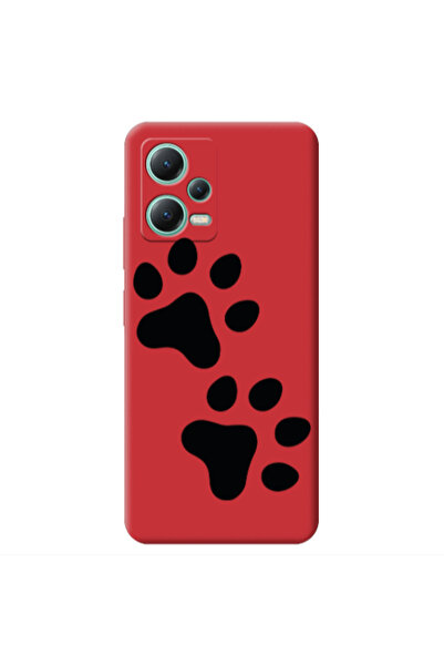 Other Xiaomi Redmi Note 12 Pro 5G Paws Red Colored Silicone TPU Θήκη