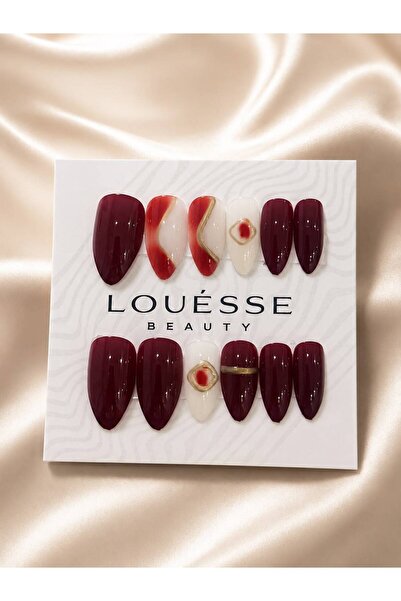 Louesse Beauty LOUÉSSE BEAUTY Bordo French Takma Tırnak | Press On Nails | 3D...