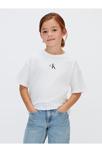 Calvin Klein BEYAZ KIZ ÇOCUK LOGOLU T-SHIRT
