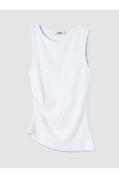 LC Waikiki Xside White Crew Neck Gathered Women's Tank Top