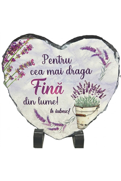 LimArt Placa decorativa ardezie in forma de inima, Lavanda, 14x13 cm - "Pentr...