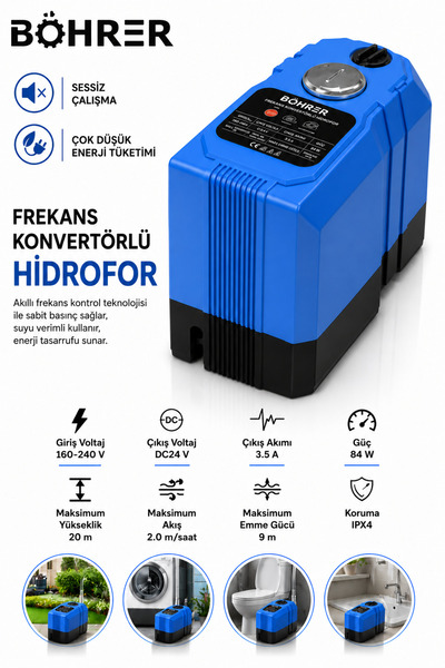 BÖHRER BA011342 FREKANS KONVERTÖRLÜ SESSİZ-AKILLI-SABİT BASINÇ- HİDROFOR POMP...