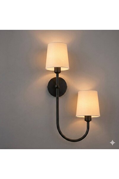 AKDENİZ AYDINLATMA ELEKTRİK MALZEMELERİ Double Headed Wall Sconce with Black ...