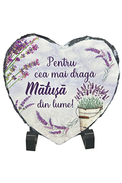 LimArt Placa decorativa ardezie in forma de inima, Lavanda, 14x13 cm - "Pentr...