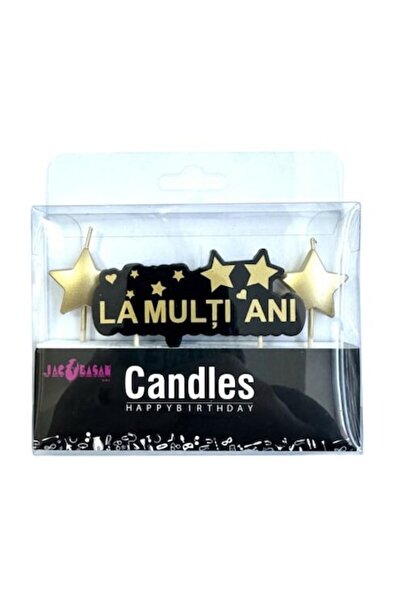 OEM Set of 3 cake candles, gold/black