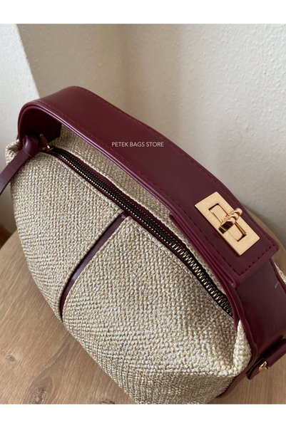 Petek Collection حقيبة يد لونيا من القش المنسوج (مع حزام كتف)