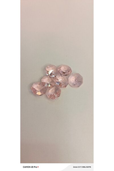 ADA AVİZE 20 Adet 14 mm pembe octagon işlenmiş avize taşı