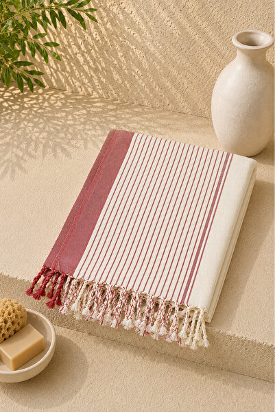 Defne&Apollon İpekçilik Handwoven 100% Cotton Peshtemal 95 X 200 cm Red