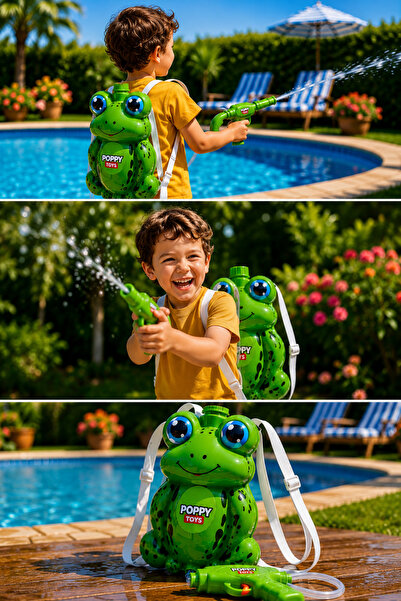 LORELLİ Froggy Splash Kurbağa Sırt Çantalı Su Tabancası 1 Litre 3+ Yaş Yazlık Çocuk Havuz ve Bahçe Oyuncağı