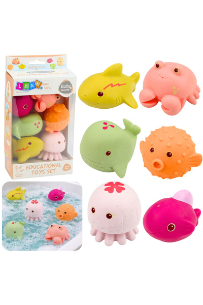 LeanToys Set animale marine de baie Lean Toys, 6 jucării din cauciuc moale, f...