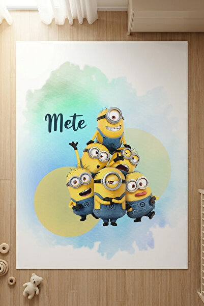 Homamia İsme Özel 7mm Dijital Baskı Çocuk Halısı Minions