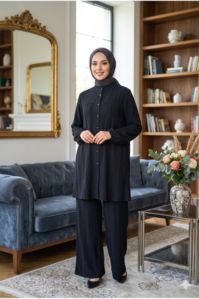 ModaMinar Women's New Season Ayrobin Fabric Tunic Trousers Set