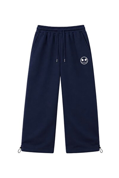 zaee Skull Smile Embroidered Adjustable Leg Premium Baggy Sweatpants