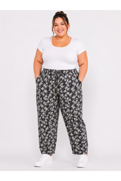 Trendline Trendy Women's Oversized Plus Size Stretchy Fabric Elastic Pants