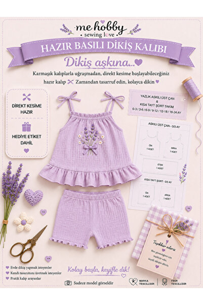 VİOLA İP ASKILI -KISA TAYTLI TAKIM BEBEK GİYSİ KALIBI