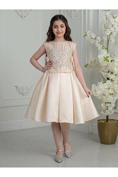 Generic Luxury Girl Dress for Party Crystal Rhinestone Dress Shiny Kids Dress